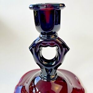 Amethyst Glass Candlestick Paden City Vintage Crow's Foot Bell Footed Key Hole